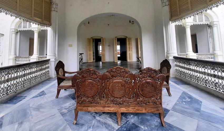 Inside the Dalmia Bhavan with period furniture