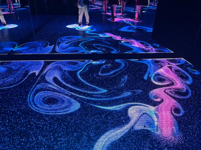 Enjoy the hi-tech WNDR light floor made of hundreds of motion sensored LED panels. Photo: Sujoy Dhar