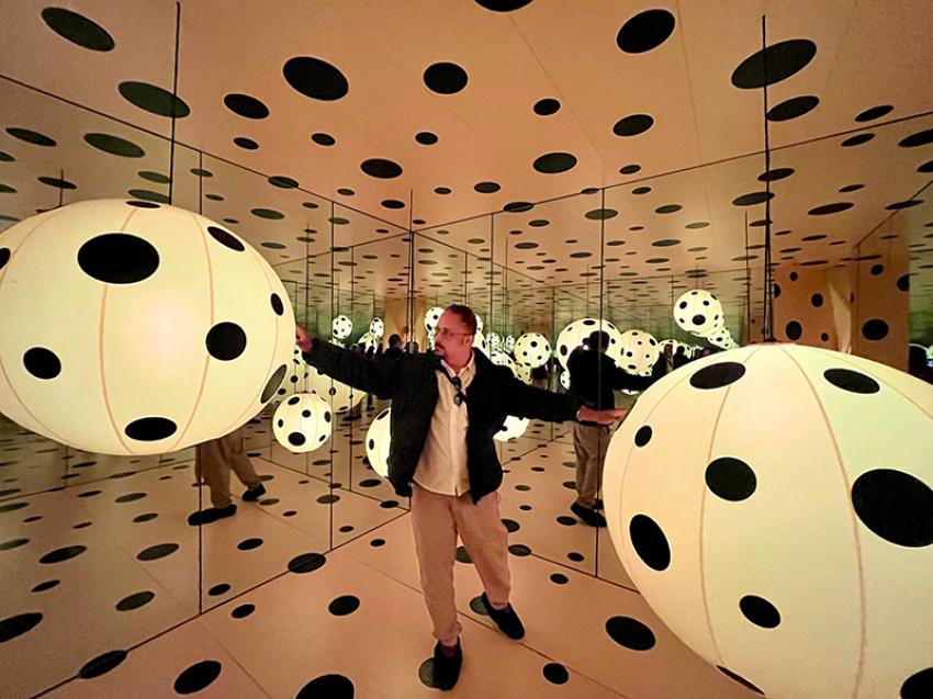 Venture into the yellow universe of nonagenarian Japanese artist Yayoi Kusama, known as the “princess of polka dots,” at WNDR. Photo: Sujoy Dhar