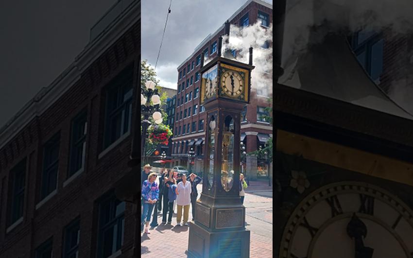 Vancouver’s Gastown Steam Clock delights visitors as it whistles and releases bursts of steam, blending quirky engineering with old-world charm.Ranjita Biswas 