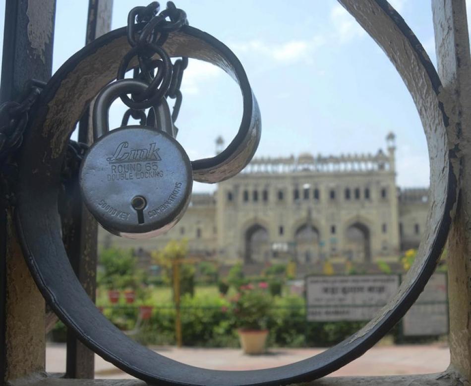 Images of the Day:Bara Immambara locked amid Covid in Lucknow 