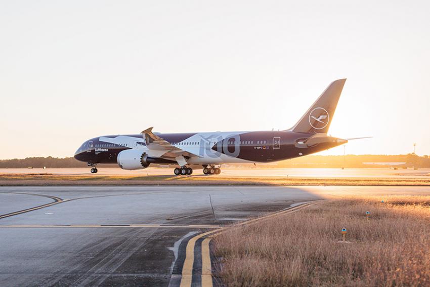 Boeing 787-9; flight from Charleston to Everett on Nov 17, 2025; D-ABPU; Berlin. Photo: Lufthansa.