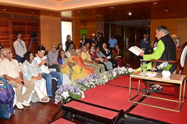 Shashi Tharoor holds a select audience in thrall as he reads out from his new book in Kolkata. Photo courtesy: PKF