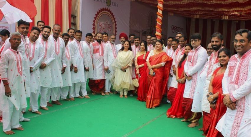 The team of South City Mall at their first time celebrated Khuti Puja. Photo: PR