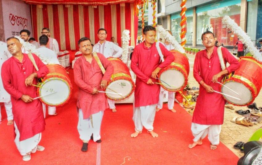 A group of Dhakis (drummers), to initiate the beginning of the festival. Photo: PR
